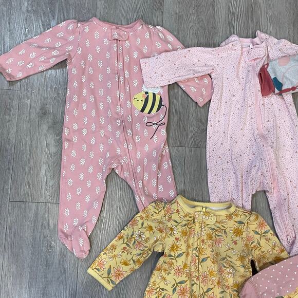 Girls Pajamas One Piece Baby Sleepwear 6M Mixed Lot of 6 Romper Long Sleeves - Picture 5 of 7